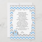 Blue Owl Baby shower dank u notities met gedicht (Voorkant)