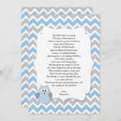 Blue Owl Baby shower dank u notities met gedicht (Voorkant / Achterkant)