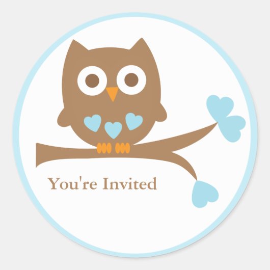Blue Owl Baby shower Envelope Seal Ronde Sticker (Voorkant)