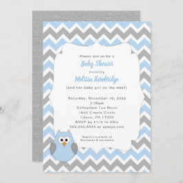 Blue Owl Baby shower Invitation, jongen baby sprin Kaart