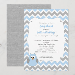 Blue Owl Baby shower Invitation, jongen baby sprin Kaart