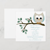 Blue Owl Baby shower Invitation Kaart (Voorkant / Achterkant)