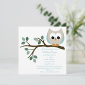 Blue Owl Baby shower Invitation Kaart (Staand voorkant)