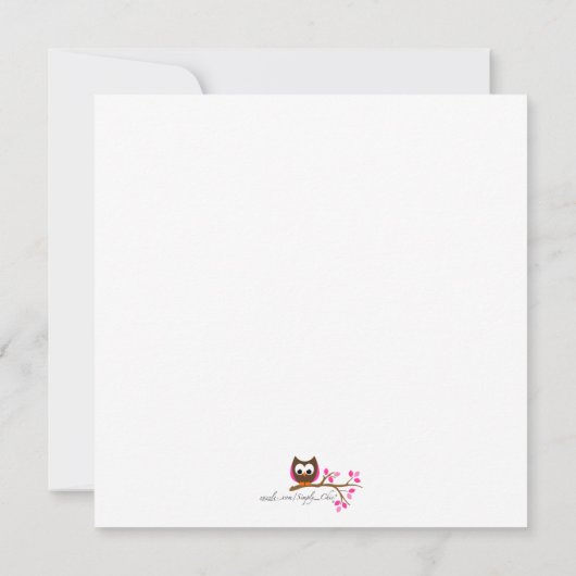 Blue Owl Baby shower Invitation Kaart (Achterkant)