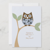 Blue Owl Baby shower Invitation Kaart (Achterkant)