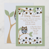 Blue Owl Baby shower Invitation Kaart (Voorkant / Achterkant)