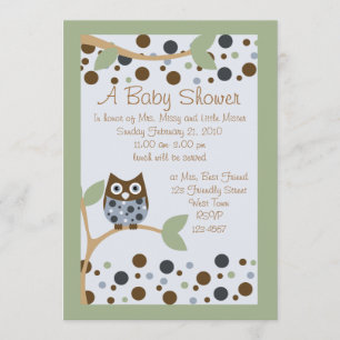 Blue Owl Baby shower Invitation Kaart