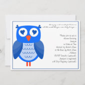 Blue Owl Baby shower Invitation Kaart (Voorkant)