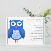 Blue Owl Baby shower Invitation Kaart (Staand voorkant)