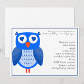 Blue Owl Baby shower Invitation Kaart (Voorkant / Achterkant)