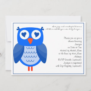 Blue Owl Baby shower Invitation Kaart
