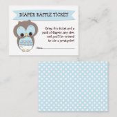 Blue Owl Baby shower Luier Raffle Ticket Insert Informatiekaartje (Voorkant / Achterkant)