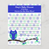 Blue Owl Baby shower Personalized Advice Kaarten (Voorkant)
