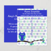 Blue Owl Baby shower Personalized Game (Voorkant / Achterkant)