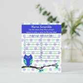 Blue Owl Baby shower Personalized Game (Staand voorkant)