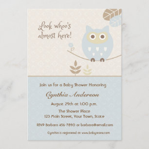 Blue Owl, Baby shower voor Boy Kaart