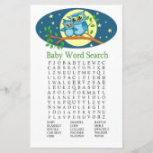 Blue Owl Baby shower Word Search Game (Voorkant)