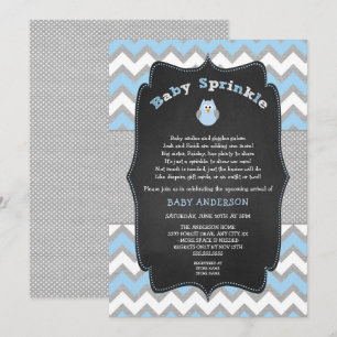 Blue Owl baby sprinkle, jongen baby shower uitnodi Kaart