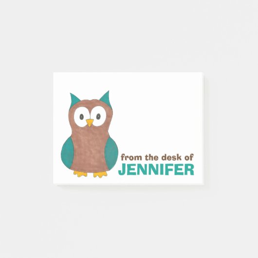 Blue Owl Bird A Note of Personalized Post-it (Voorkant)