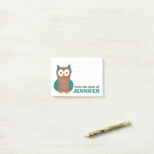 Blue Owl Bird A Note of Personalized Post-it (Op bureau)
