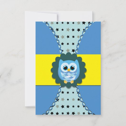 Blue Owl Birthday Uitnodiging voor kinderen (Voorkant)