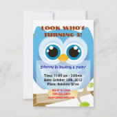 Blue Owl Birthday Uitnodiging voor kinderen (Achterkant)