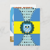 Blue Owl Birthday Uitnodiging voor kinderen (Voorkant / Achterkant)