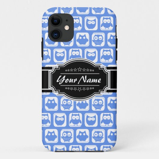 Blue Owl Black - Gepersonaliseerde naam Case-Mate iPhone Case (Achterkant)