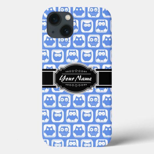 Blue Owl Black - Gepersonaliseerde naam Case-Mate iPhone Case (Achterkant)