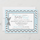 Blue Owl Chevron Print Baby shower Kaart (Achterkant)