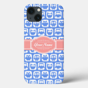 Blue Owl Coral Persoonlijke naam iPhone 13 Hoesje