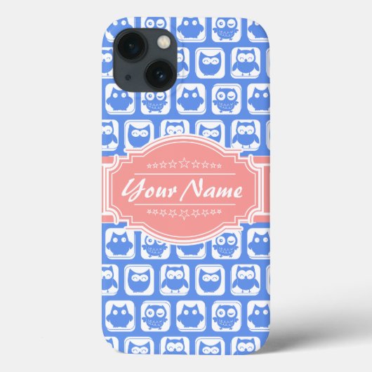 Blue Owl Coral Persoonlijke naam Case-Mate iPhone Case (Achterkant)