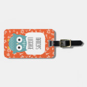 Blue Owl Cute Woodland Animal Bagagelabel (Voorkant horizontaal)