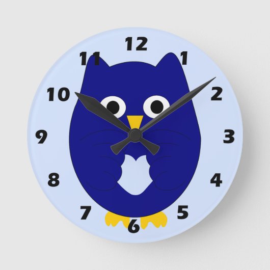 Blue Owl Design Ronde Klok (Voorkant)