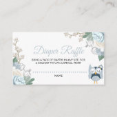  Blue Owl Floral Baby shower Diaper Raffle  Informatiekaartje (Voorkant)
