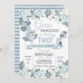 Blue Owl Floral Birthday Invitation Kaart (Voorkant / Achterkant)