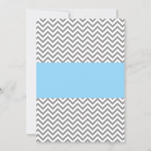 Blue Owl Gray Chevron Boy Baby shower Kaart (Achterkant)