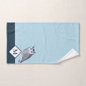 Blue Owl Grey Monogram name Bad Handdoek (Handdoek)
