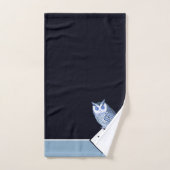 Blue Owl Grey Monogram name Bad Handdoek (Handdoek)