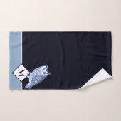 Blue Owl Grey Monogram name Bad Handdoek (Handdoek)