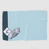 Blue Owl Grey Monogram Name Bath Golfhanddoek (Horizontaal)