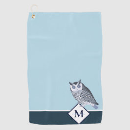 Blue Owl Grey Monogram Name Bath Golfhanddoek