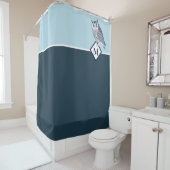 Blue Owl Grey Monogram Name Bath Towel Set Douchegordijn (In situ)