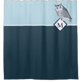 Blue Owl Grey Monogram Name Bath Towel Set Douchegordijn (Voorkant)