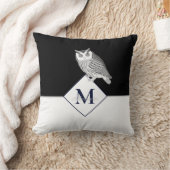 Blue Owl Grey Monogram name Bathroom Bath Mat Kussen (Deken)
