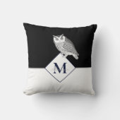 Blue Owl Grey Monogram name Bathroom Bath Mat Kussen (Voorkant)