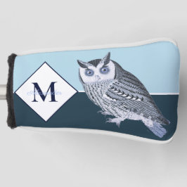 Blue Owl Grey Monogram name Golf Head Hoesje Golfheadcover