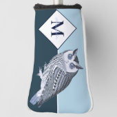 Blue Owl Grey Monogram name Golf Head Hoesje Golfheadcover (Draai 90)
