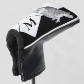Blue Owl Grey Monogram name Golf Head Hoesje Golfheadcover (3/4 voorkant)