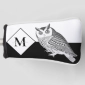 Blue Owl Grey Monogram name Golf Head Hoesje Golfheadcover (Voorkant)